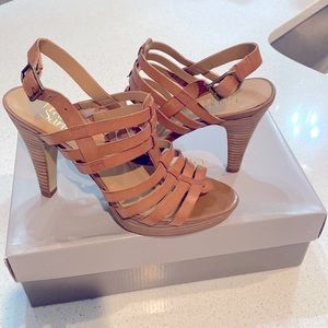 Franco Sarto Martinez Saddle Brown Sandal Heel, 7